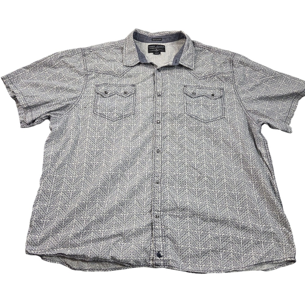 Cody James Western Shirt Mens 4X Blue Geometric Snap Short Sleeve Cotton